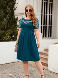 Plus Size Ruched Round Neck Short Sleeve Dress - Trendsi - Flyclothing LLC