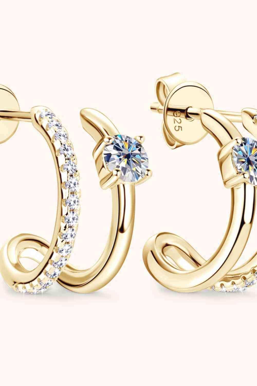 Moissanite 925 Sterling Silver C-Hoop Earrings - Trendsi - Flyclothing LLC