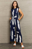 Printed Round Neck Cutout Jumpsuit with Pockets - Trendsi - Flyclothing LLC