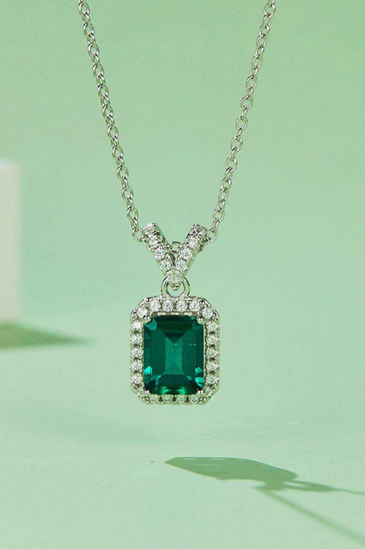1.25 Carat Lab-Grown Emerald Pendant Necklace - Trendsi - Flyclothing LLC