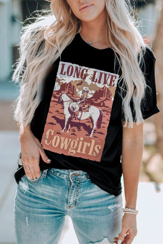 LONG LIVE COWGIRLS Graphic Tee - Trendsi - Flyclothing LLC