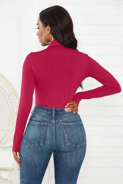 Turtleneck Long Sleeve Bodysuit - Trendsi - Flyclothing LLC