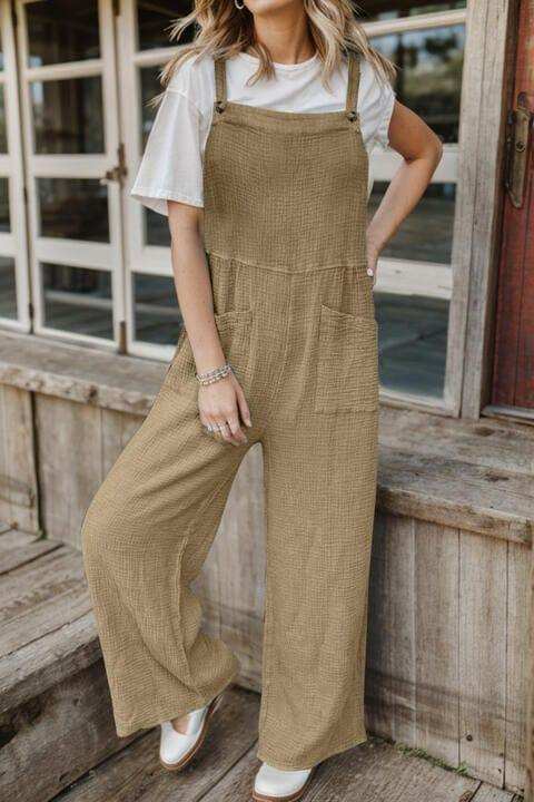 Full Size Wide Leg Front Pocket Jumpsuit - Trendsi - Flyclothing LLC