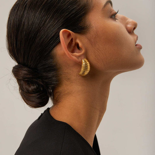 18K Gold-Plated Stainless Steel Earrings - Trendsi - Flyclothing LLC