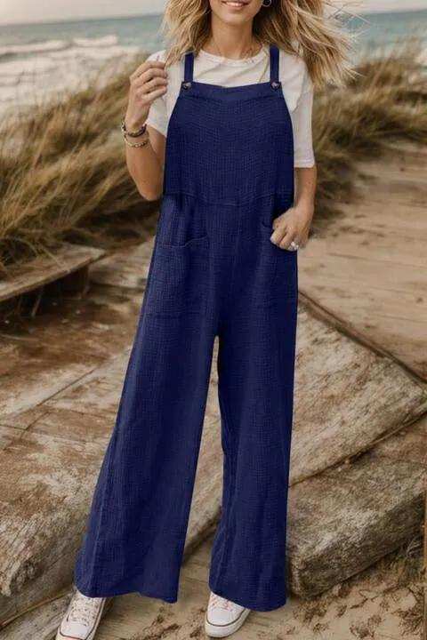 Full Size Wide Leg Front Pocket Jumpsuit - Trendsi - Flyclothing LLC