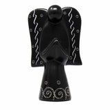 Soapstone Angel Sculpture - Black Finish with Etch Design - SMOLArt - Flyclothing LLC