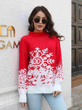 Snowflake Pattern Mock Neck Sweater - Trendsi - Flyclothing LLC