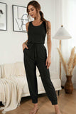 Drawstring Waist Round Neck Jogger Jumpsuit - Trendsi - Flyclothing LLC