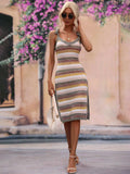 Striped Tie Shoulder Split Cover Up Dress - Trendsi - Flyclothing LLC