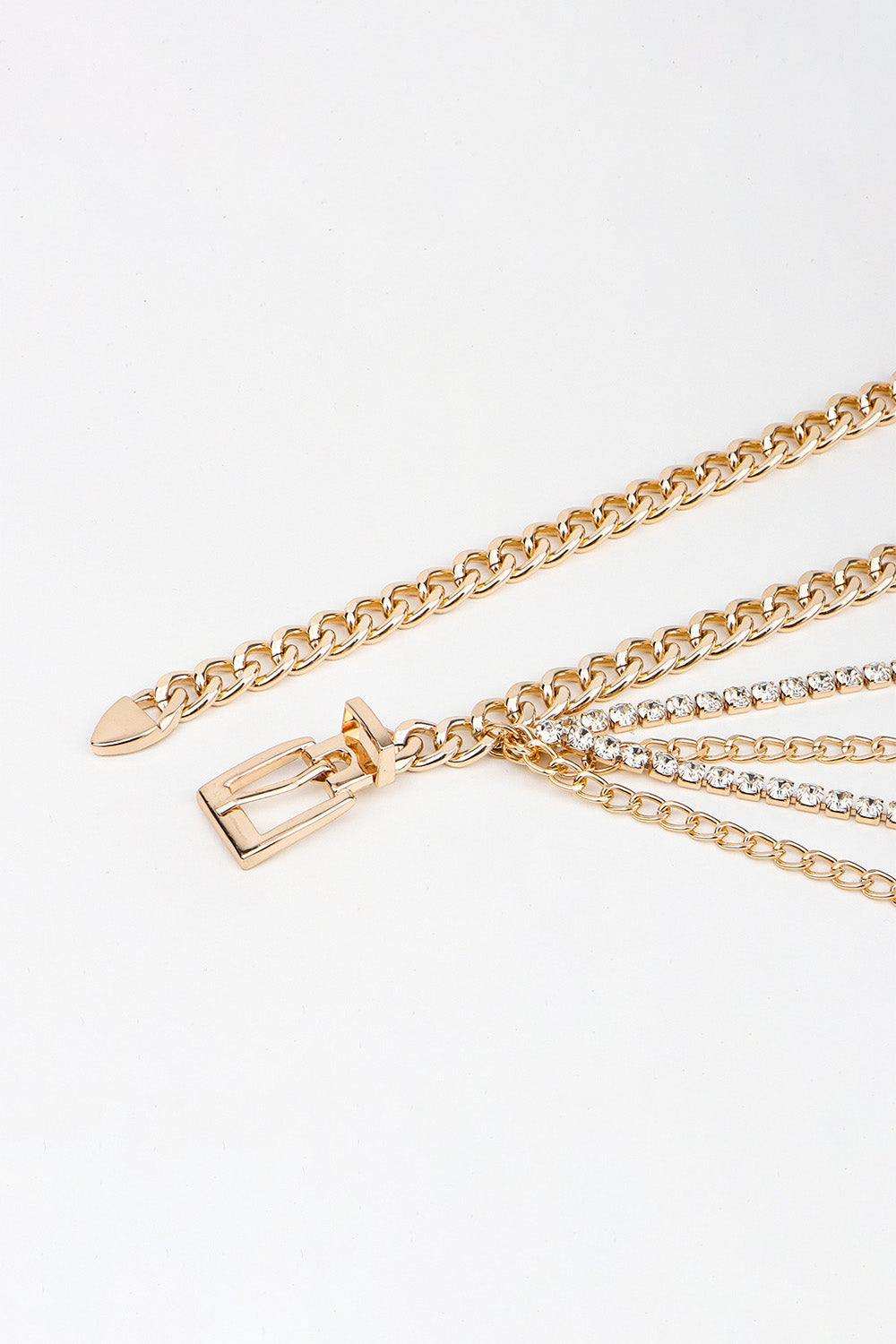 Rhinestone Decor Metal Chain Belt - Trendsi - Flyclothing LLC