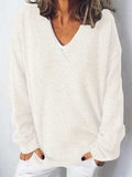 V-Neck Dropped Shoulder Sweater - Trendsi - Flyclothing LLC