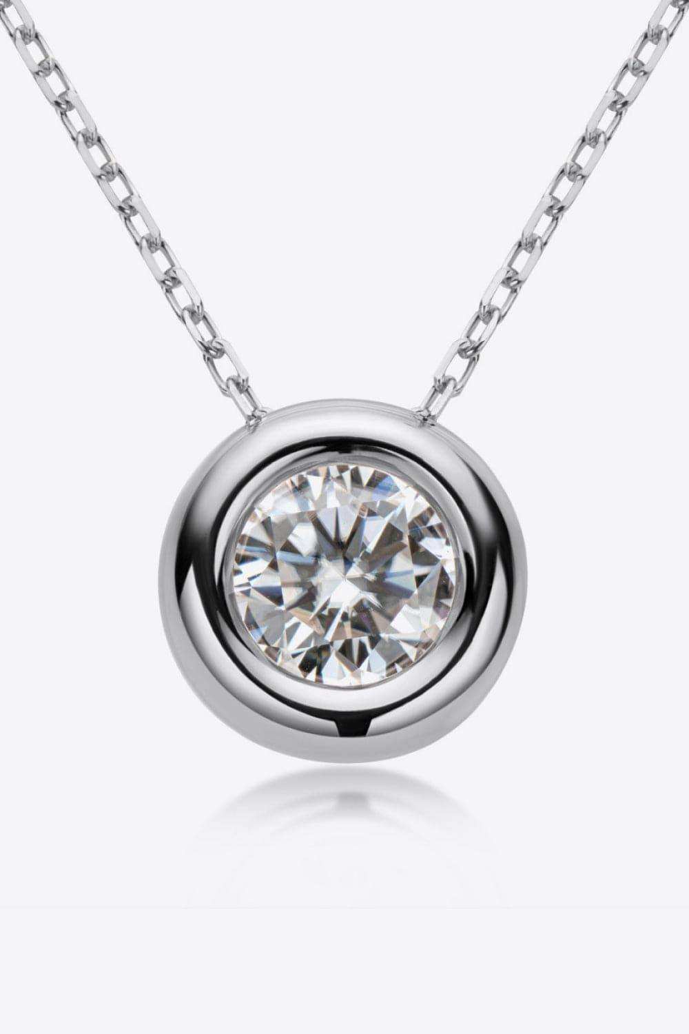 1 Carat Moissanite Pendant 925 Sterling Silver Necklace - Trendsi - Flyclothing LLC