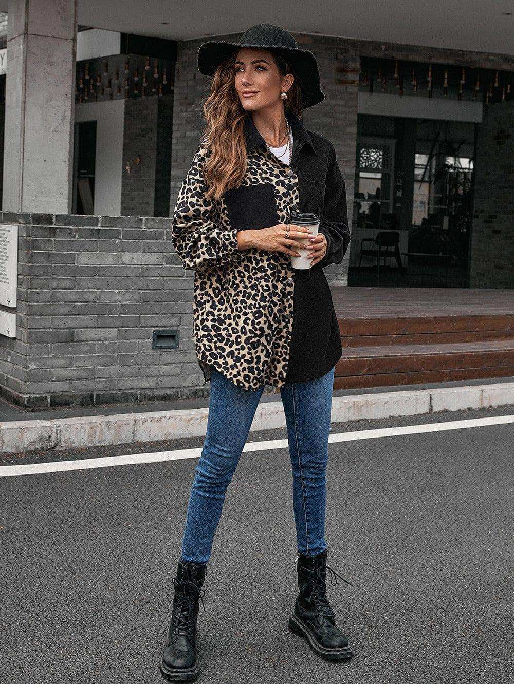 Collared Neck Contrast Color Dropped Shoulder Shirt - Trendsi - Flyclothing LLC