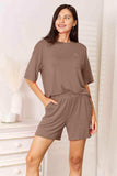 Basic Bae Full Size Soft Rayon Half Sleeve Top and Shorts Set - Trendsi - Flyclothing LLC