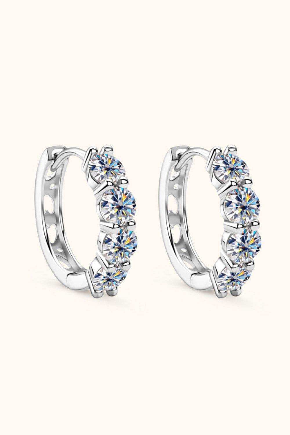 2.4 Carat Moissanite Huggie Earrings - Trendsi - Flyclothing LLC