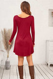 Round Neck Long Sleeve Mini Dress - Trendsi - Flyclothing LLC