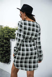 Plaid V-Neck Tie Waist Dress - Trendsi - Flyclothing LLC