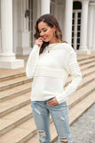 Round Neck Openwork Long Sleeve Pullover Sweater - Trendsi - Flyclothing LLC