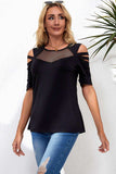 Round Neck Cutout Raglan Sleeve Tee - Trendsi - Flyclothing LLC