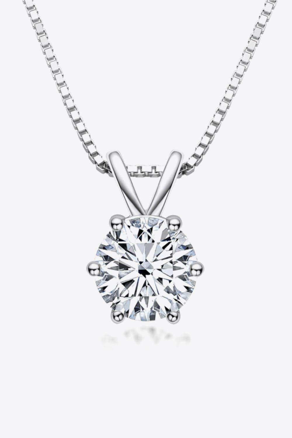 925 Sterling Silver 1 Carat Moissanite Pendant Necklace - Trendsi - Flyclothing LLC