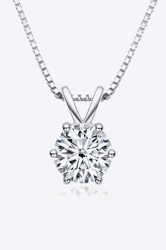 925 Sterling Silver 1 Carat Moissanite Pendant Necklace - Trendsi - Flyclothing LLC