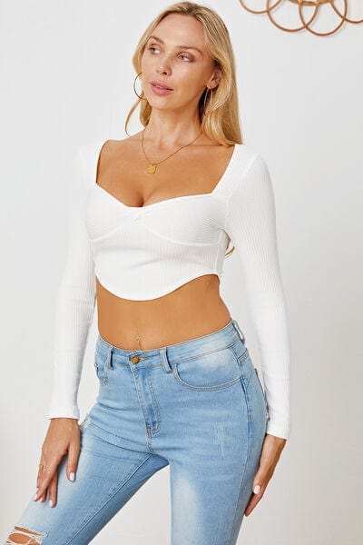 Ribbed Long Sleeve T-Shirt - Trendsi - Flyclothing LLC