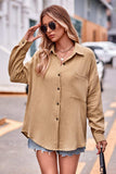 Textured Dropped Shoulder Longline Shirt - Trendsi - Flyclothing LLC