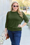 Basic Bae Full Size Round Neck Batwing Sleeve Blouse - Trendsi - Flyclothing LLC