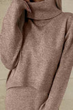 Turtleneck Dropped Shoulder Sweater and Midi Dress Sweater Set - Trendsi - Flyclothing LLC