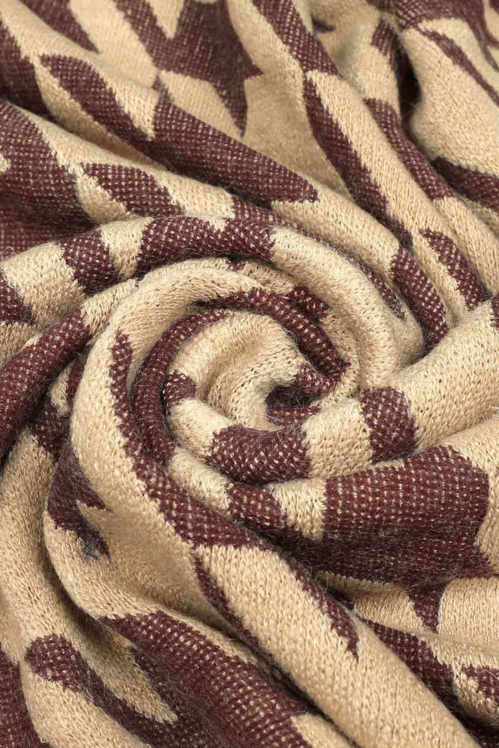 Houndstooth Fringe Hem Poncho - Trendsi - Flyclothing LLC