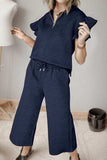 Ruffled Quarter Zip Top and Drawstring Pants Set - Trendsi - Flyclothing LLC