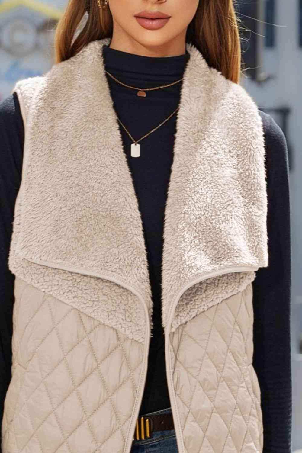 Open Front Collared Vest - Trendsi - Flyclothing LLC