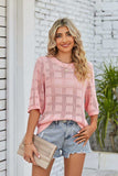 Ribbed Trim Round Neck Knit Top - Trendsi - Flyclothing LLC