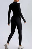 Half Zip Mock Neck Active Jumpsuit - Trendsi - Flyclothing LLC
