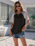 Leopard Round Neck Short Sleeve T-Shirt - Trendsi - Flyclothing LLC