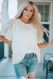 Round Neck Puff Sleeve Blouse - Trendsi - Flyclothing LLC