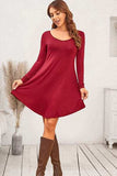 Round Neck Long Sleeve Mini Dress - Trendsi - Flyclothing LLC