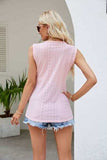 Contrast Eyelet V-Neck Tank - Trendsi - Flyclothing LLC