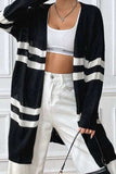 Striped Open Front Dropped Shoulder Cardigan - Trendsi - Flyclothing LLC