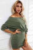 Off-Shoulder Long Sleeve Dress - Trendsi - Flyclothing LLC