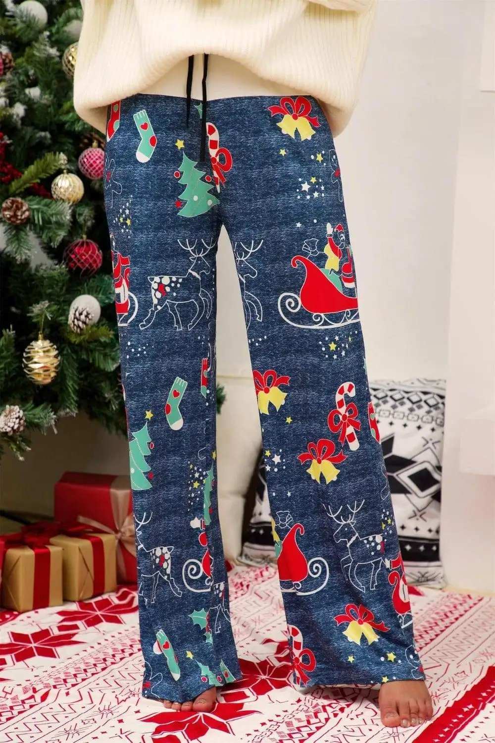 Christmas Straight Leg Pants - Trendsi - Flyclothing LLC