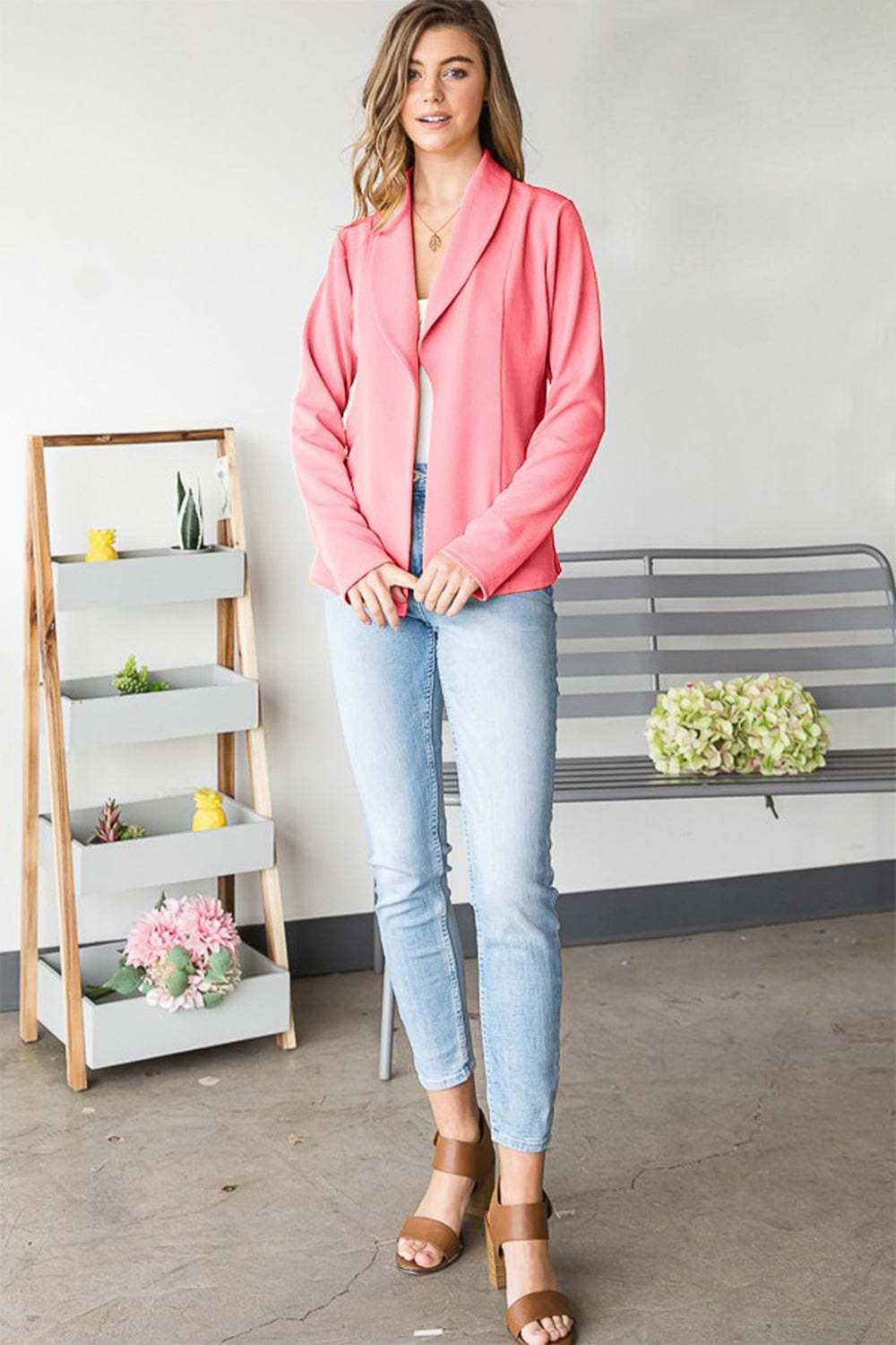 Heimish Open Front Long Sleeve Blazer - Trendsi - Flyclothing LLC