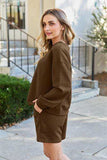 Double Take Full Size Texture Long Sleeve Top and Drawstring Shorts Set - Trendsi - Flyclothing LLC