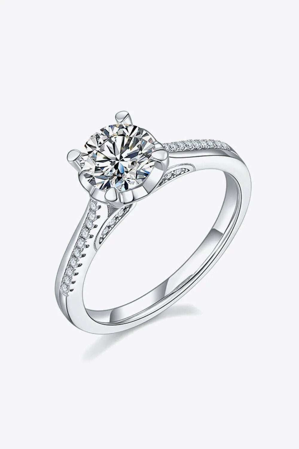 1 Carat Moissanite 925 Sterling Silver Side Stone Ring - Trendsi - Flyclothing LLC