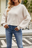 Round Neck Dropped Shoulder Sweater - Trendsi - Flyclothing LLC