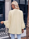 Eyelet Bell Sleeve Cardigan - Trendsi - Flyclothing LLC