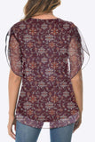 Printed Round Neck Curved Hem Blouse - Trendsi - Flyclothing LLC