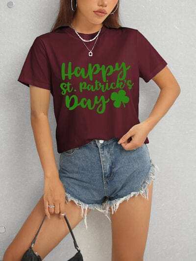 HAPPY ST. PATRICK'S DAY Short Sleeve T-Shirt - Trendsi - Flyclothing LLC