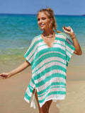Tassel Openwork Striped V-Neck Cover Up - Trendsi - Flyclothing LLC