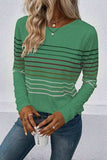Striped Round Neck Long Sleeve T-Shirt - Trendsi - Flyclothing LLC
